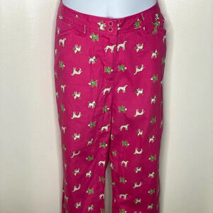 Talbots kids girls pink dog print chino pants Sz 16